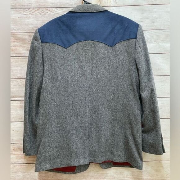 VINTAGE PAGONA WEST ROCKABILLY WESTERN BLAZER IN GRAY WOOL - Picture 6 of 11